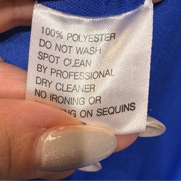 NWT Mac Duggal Royal Blue Satin High Slit Gown Sz 14 MSRP $595 - Picture 9 of 12